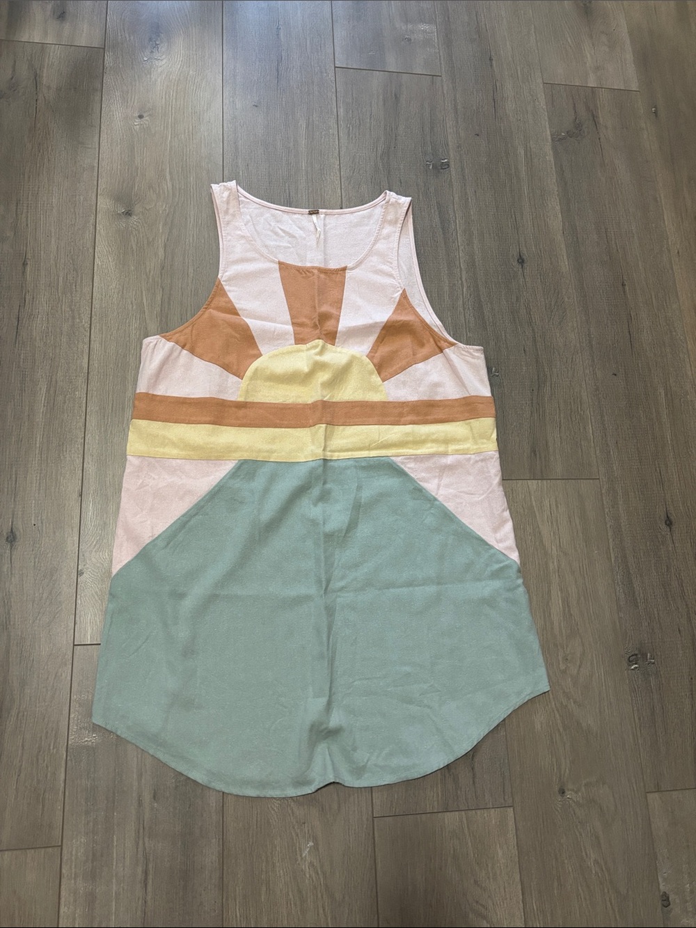 Free People Sunrise Colorblock Tank in Pink, Yellow, Tan, Green